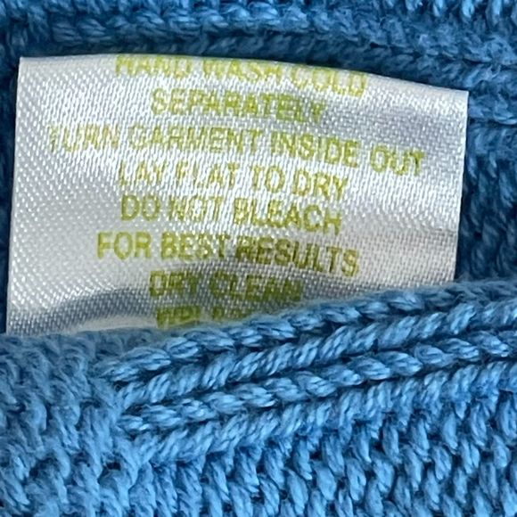 Vintage ALPS Knit Full Zip Sweater Cardigan Women's L Blue 100% Cotton High Neck - Picture 10 of 10